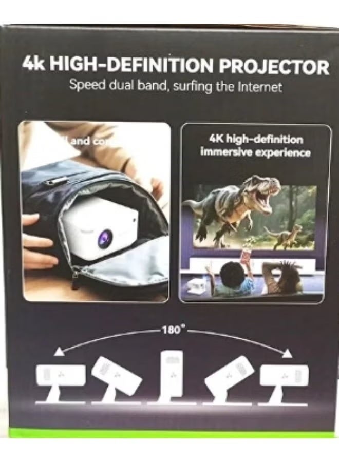 Smartbarry HT29 Smart 4K HDR Projector with 180° Rotating Stand, Portable Home Theater, Dual-Band 5G WiFi, Wireless Screen Mirroring for Movies, Gaming, and Streaming - Image 2